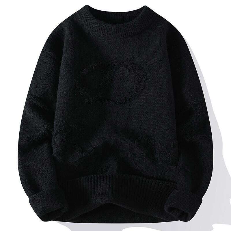 Red Round Neck Men's Autumn And Winter Trendy Brand Loose Knit Base Sweater, Thick Couple's Lazy Style Sweater