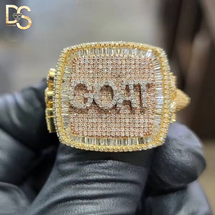 High Quality Hip Hop Custom Sier Plated Moissanite Ring for Men