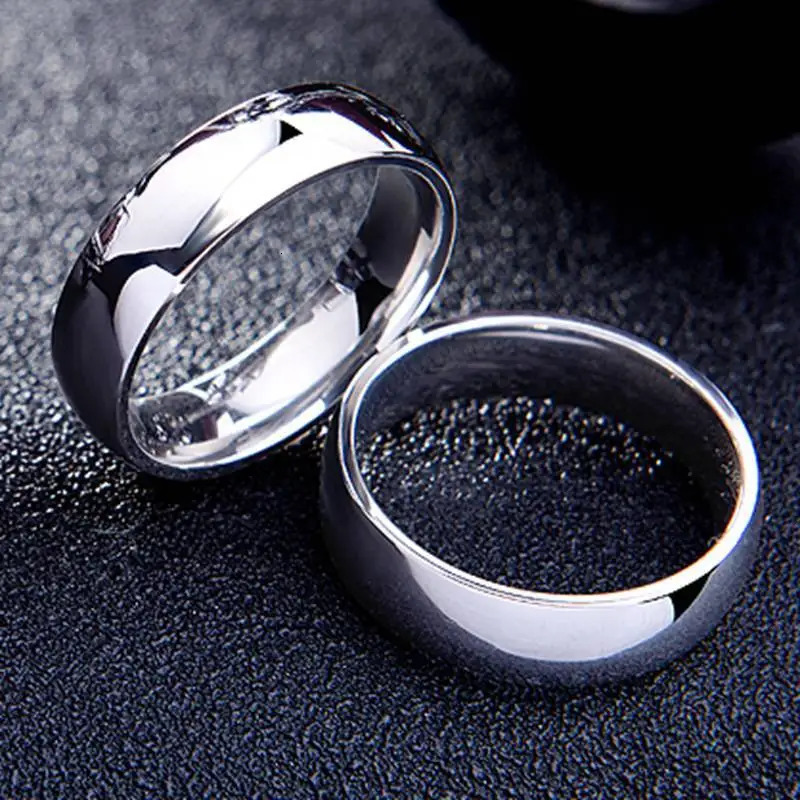 JUCHAO Smooth Stainless Steel Couple Rings Simple 6MM Women Men Jewelry Engagement Gifts 250811