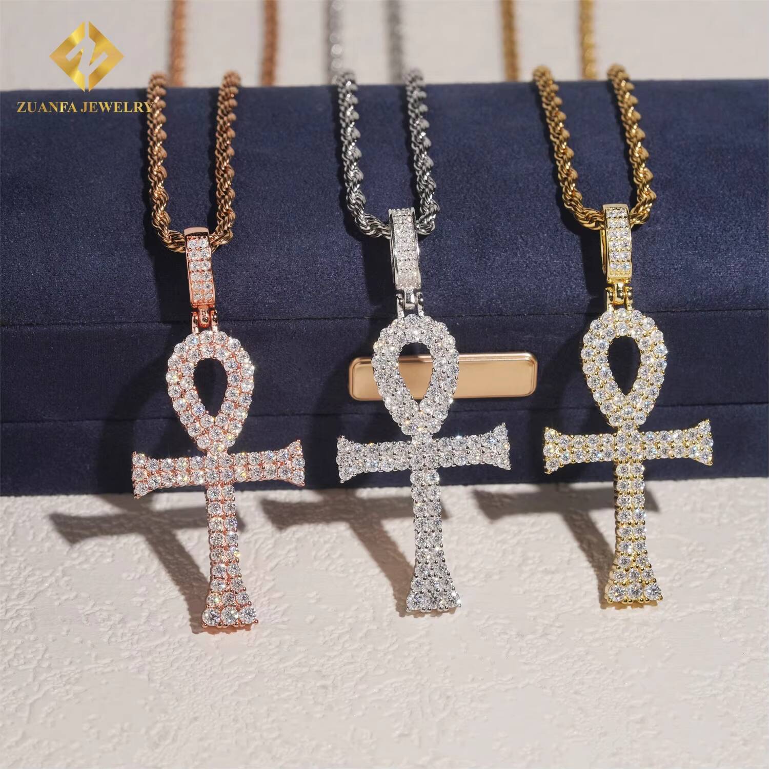 RTS Wholesale Price 925 Silver Moissanite Cross Pendants Hip Hop Jewelry Men Women Iced Out Fashion Cross Charms Pendant