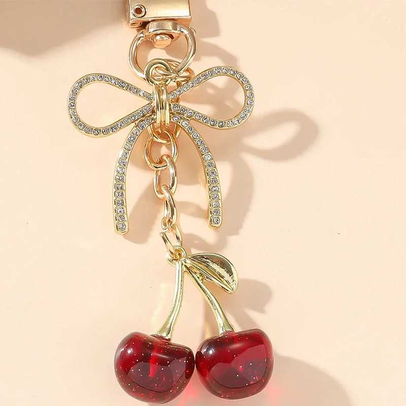 Cherry Pendant Keychain for Women Cute Bag Decoration Multifunctional Jewelry Car Key Accessories Trendy Charm Keyring S250815