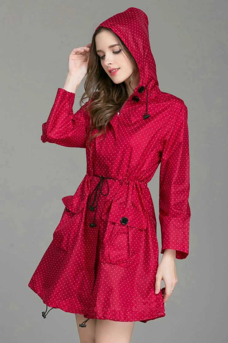 New Fashion Women Raincoat With Hat Foldable Cuffs Laydies Dress Style Light Rain Coat Waterproof Men Rainwear Windproof Y250814