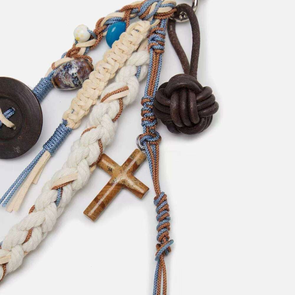 Bag charms Ethnic Style Designer charm Handmade Wrapped Woven Bag Pendant Phone Chain Mixed Color Beaded Keychain Accessory