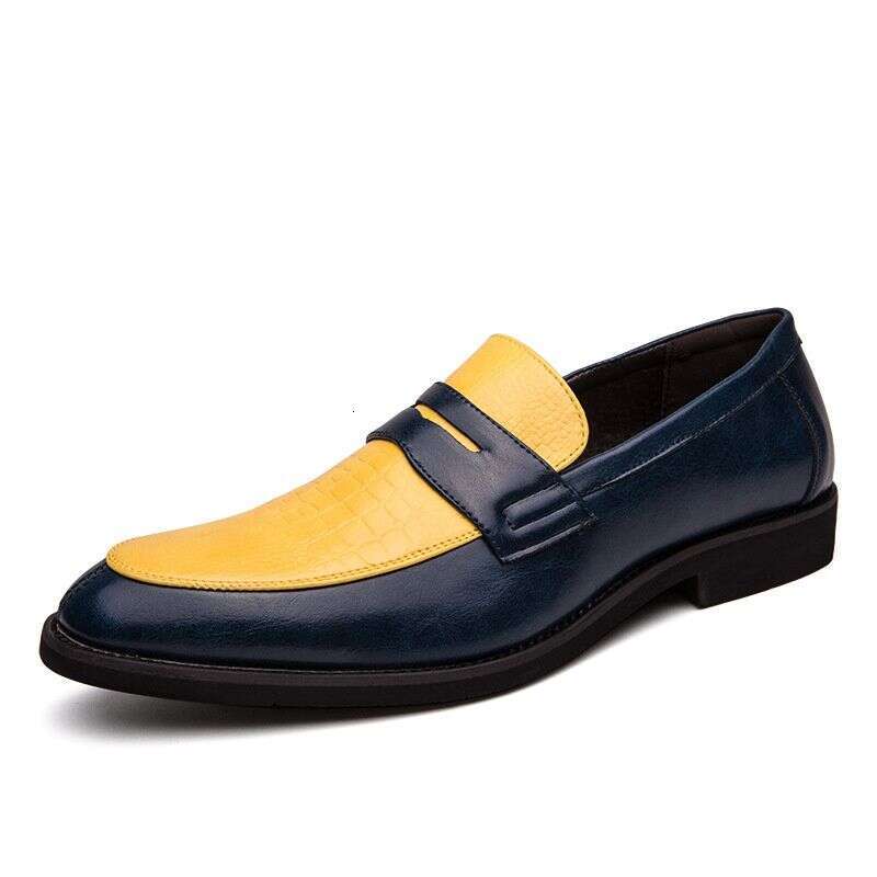 Men's Slip-On Casual PU Leather Flat Shoes Fashion Business Wedding Dress Loafers for Man Non-Slip