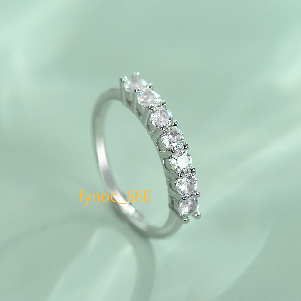 Luxury Jewelry Diamond White Gold 1.96 Ct Seven Gemstone Half Eternity Band Rings