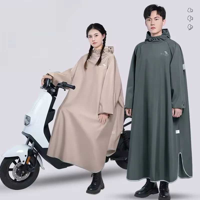 Thicken Oxford Oversized Hooded Rainwear Motorcycle Rain Coat for Men Women Waterproof Riding Gear One-piece Loose Long Raincoat Y250814