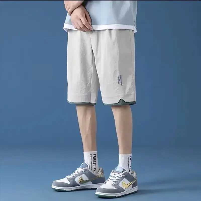 Ice Silk Student Pants Casual Mens Quick-Dry Shorts Loose Fit Sports Trendy Brand Ins Mens Pant Summer Jogging Short Pant 2025 Y250814