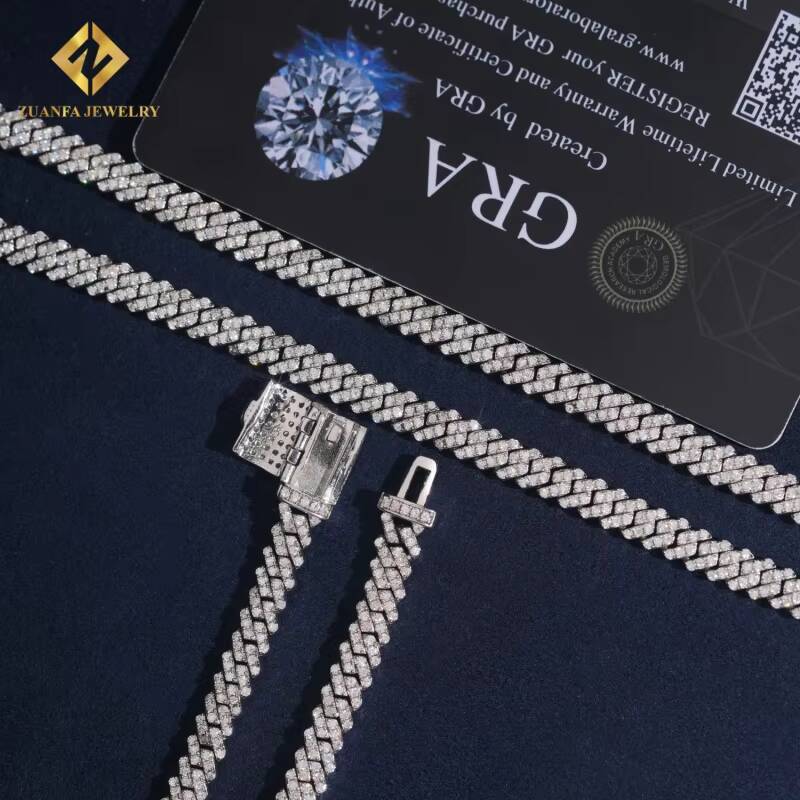 5mm Hip Hop Jewelry Bussdown Cuban Chain Link Necklace 925 Silver Iced Out Vvs Moissanite Diamond Pass Diamond Tester