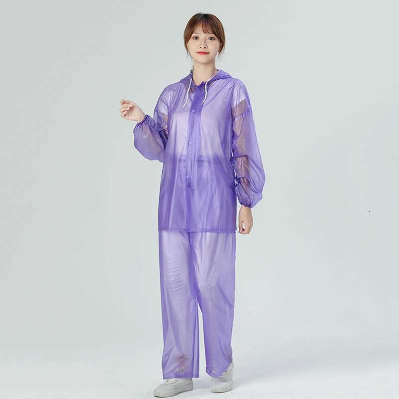 Adult Fashion Transparent Two-piece Raincoat PVC Thickened Transparent Rainwear Y250814