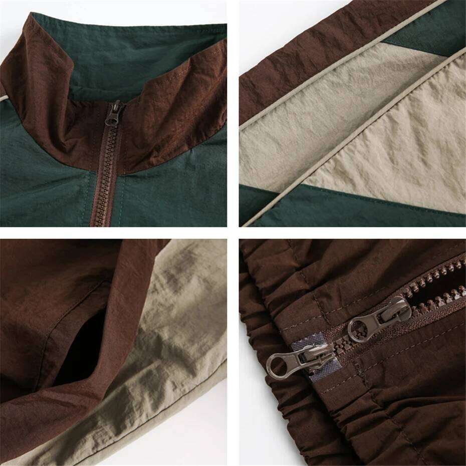 Vintage Patchwork Windbreaker Men Haruku Casual Outdoor Jacket Mens Clothing Streetwear Hip Hop Spring New Jackets