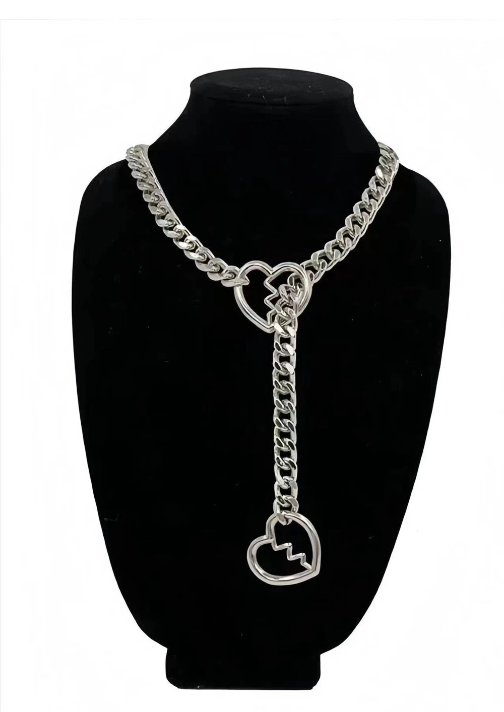Y2K Silver Slip Chain Star O-Ring Lock Open Heart Charm Lariat Necklace for Women Punk Rock Cuban Link Chain Pendant Y Necklace 250812