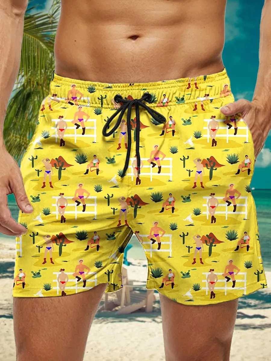 Mens Hawaiian Swim Trunks 3D Floral Print Beach Shorts Quick Dry Outdoor Leisure Sports Shorts Swimwear Fashion Mens Shorts Y250814