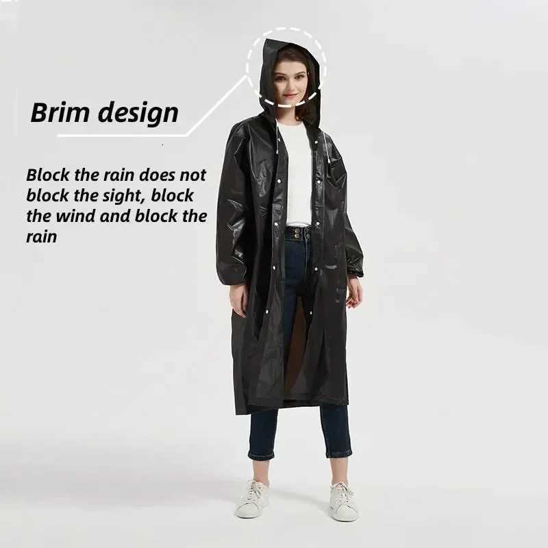 High Quality EVA Unisex Raincoat Thickened Waterproof Women Men Black Camping Waterproof Rainwear Suit Y250814