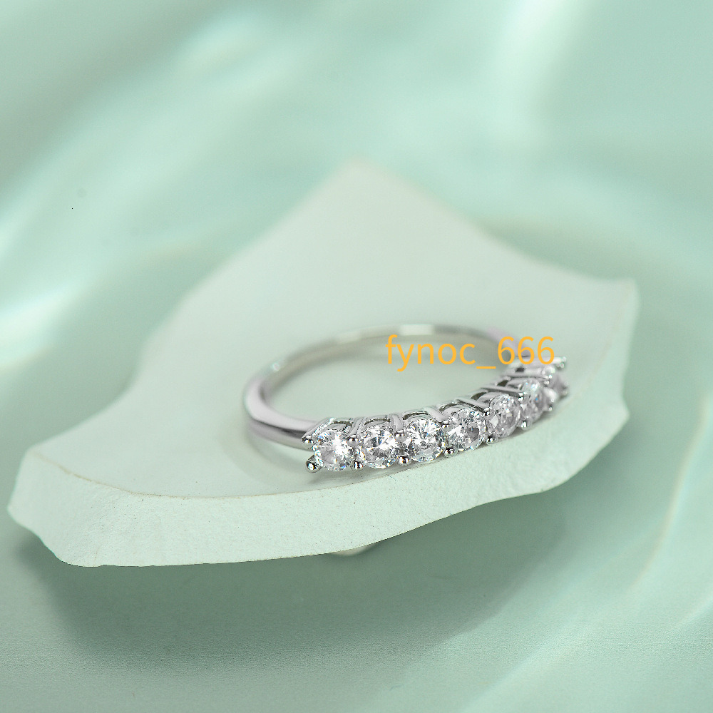 Luxury Jewelry Diamond White Gold 1.96 Ct Seven Gemstone Half Eternity Band Rings