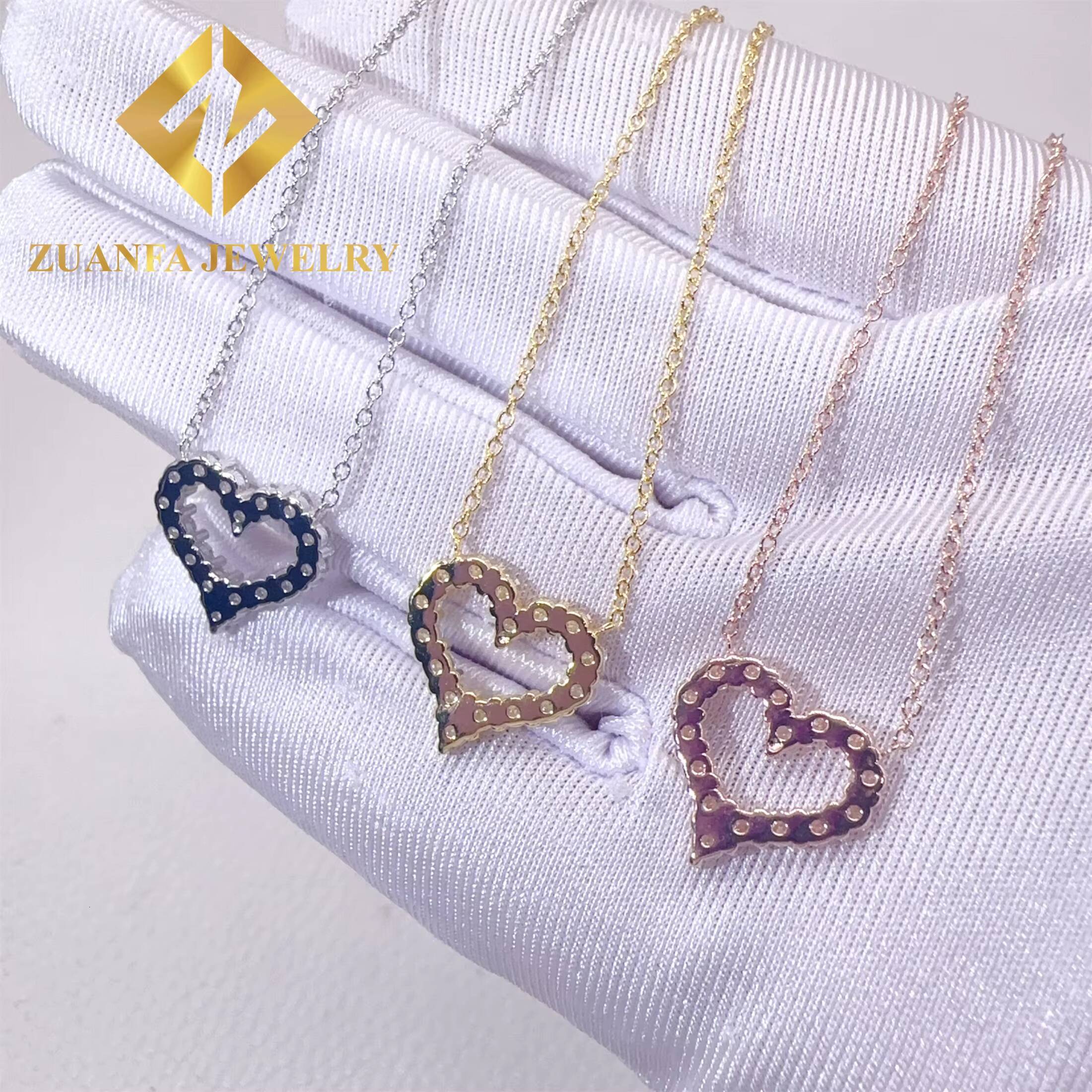 Drop Shipping Lowest Price Women Jewelry Luxury S925 VVS1 Heart Moissanite Diamond Pendant Necklace Set Ladies Gift
