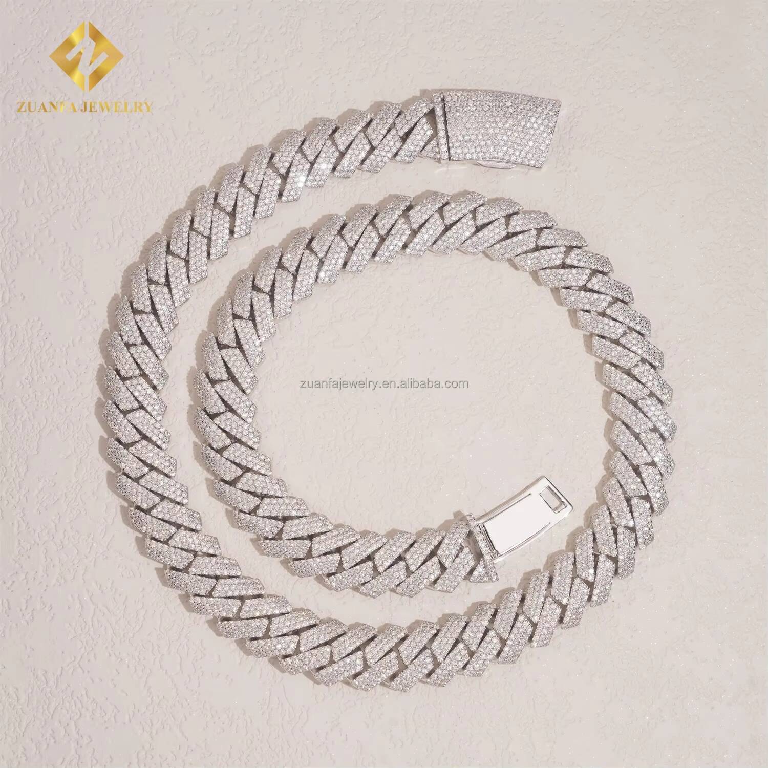 Hot Selling Fire Jewelry Buss Down Big Guy 15mm 3Rows Iced Out Man Hip Hop Jewelry GRA Certificate Moissanite Miami Cuban Link