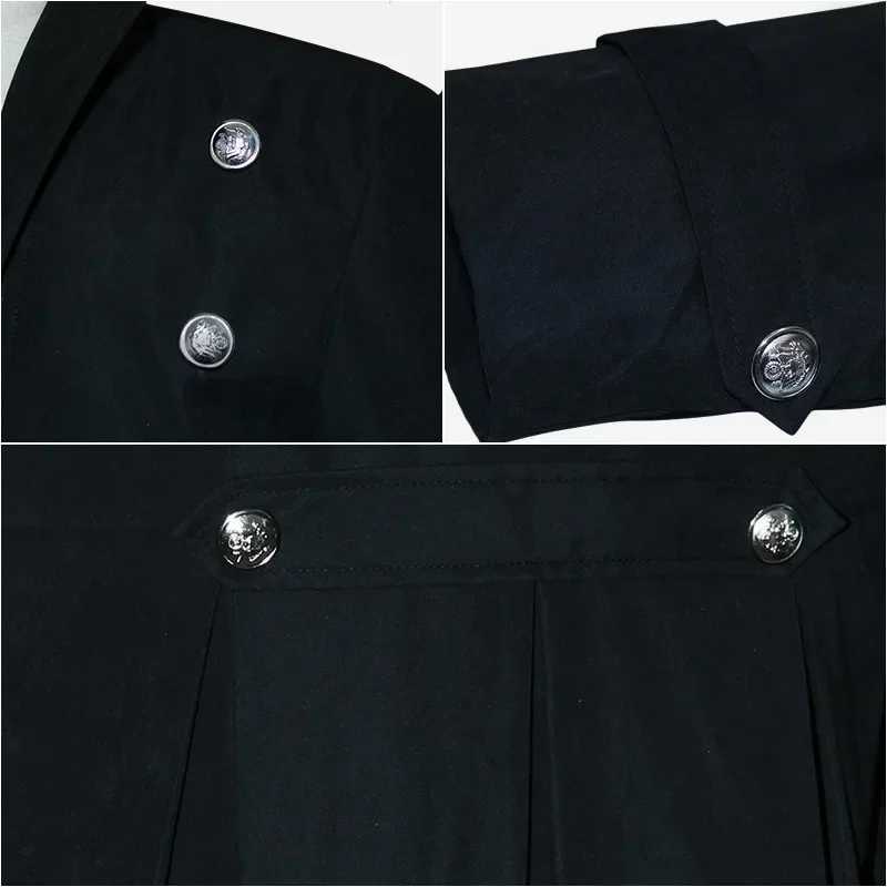 5XL Plus Size Men Gothic Trench Medieval Steampunk Retro Style Long Jackets Double-breasted Solid Mens Vintage Long Jackets W250815