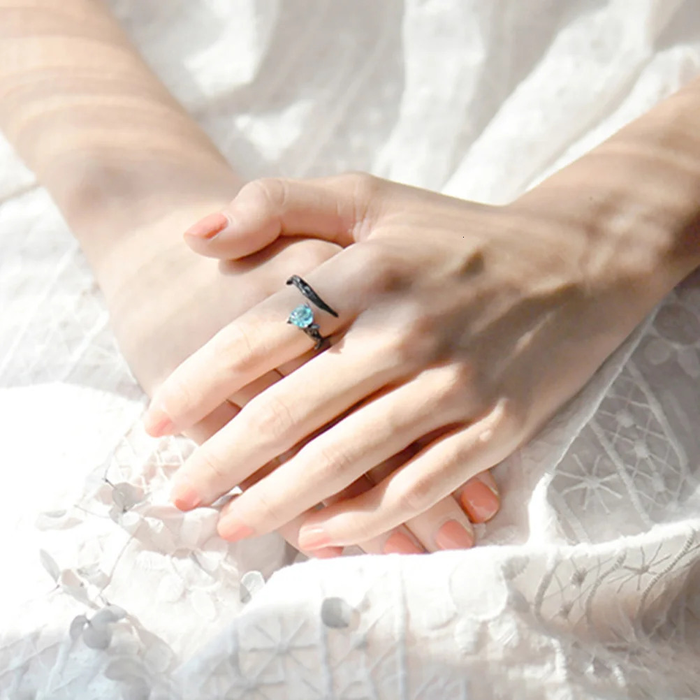 2Pcs Rose Couple Rings Black Open Tail Finger Decor Wedding Anniversary Fashion Jewelry For Unique n Durable Premium 250811