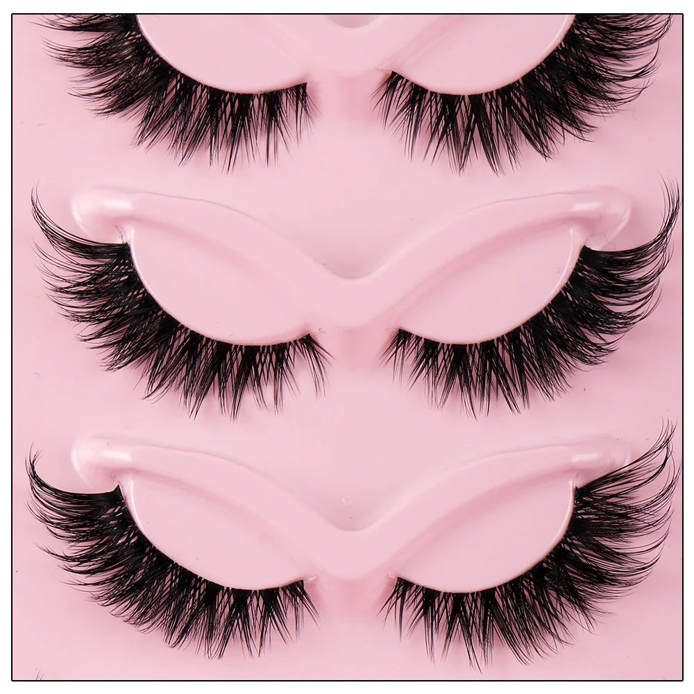 5 Pairs Cat Eye Lashes Faux Mink Eyelashes Natural long Manga Winged End Elongated Makeup 250811