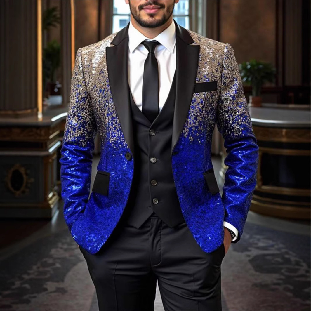 Customized 2piece jacquard jacket pants for mens suit with foot lapel double chest wedding strap custom plus size 240807