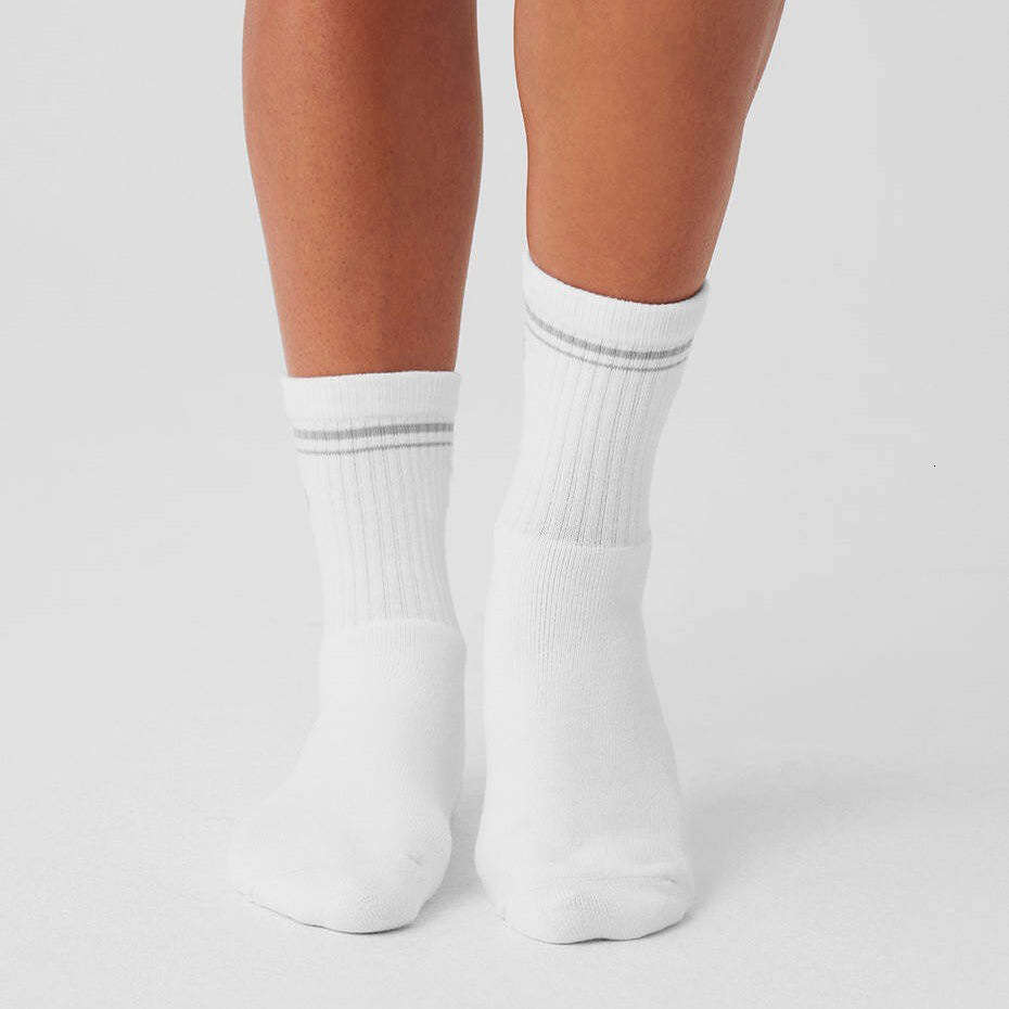 Double Bar Mid-Calf Solid Color Cotton Casual Fashion Street Unisex Trendy Couple Socks