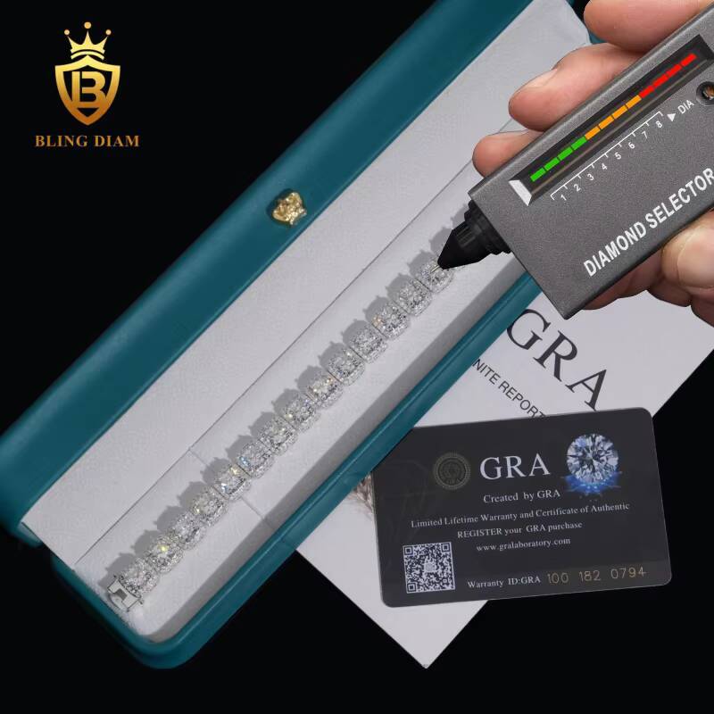 10mm Iced Out VVS Moissanite Bracelet Hip Hop Jewelry 925 Silver Cuban Bracelet Hot Sale Moissanite Diamond Miami Bracelet