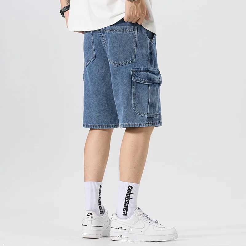 Mens Loose Straight Denim Shorts Summer Washed Cotton Soft Fashion Cargo Shorts Male Bermuda Casual Short Jeans Streetwear Y250814