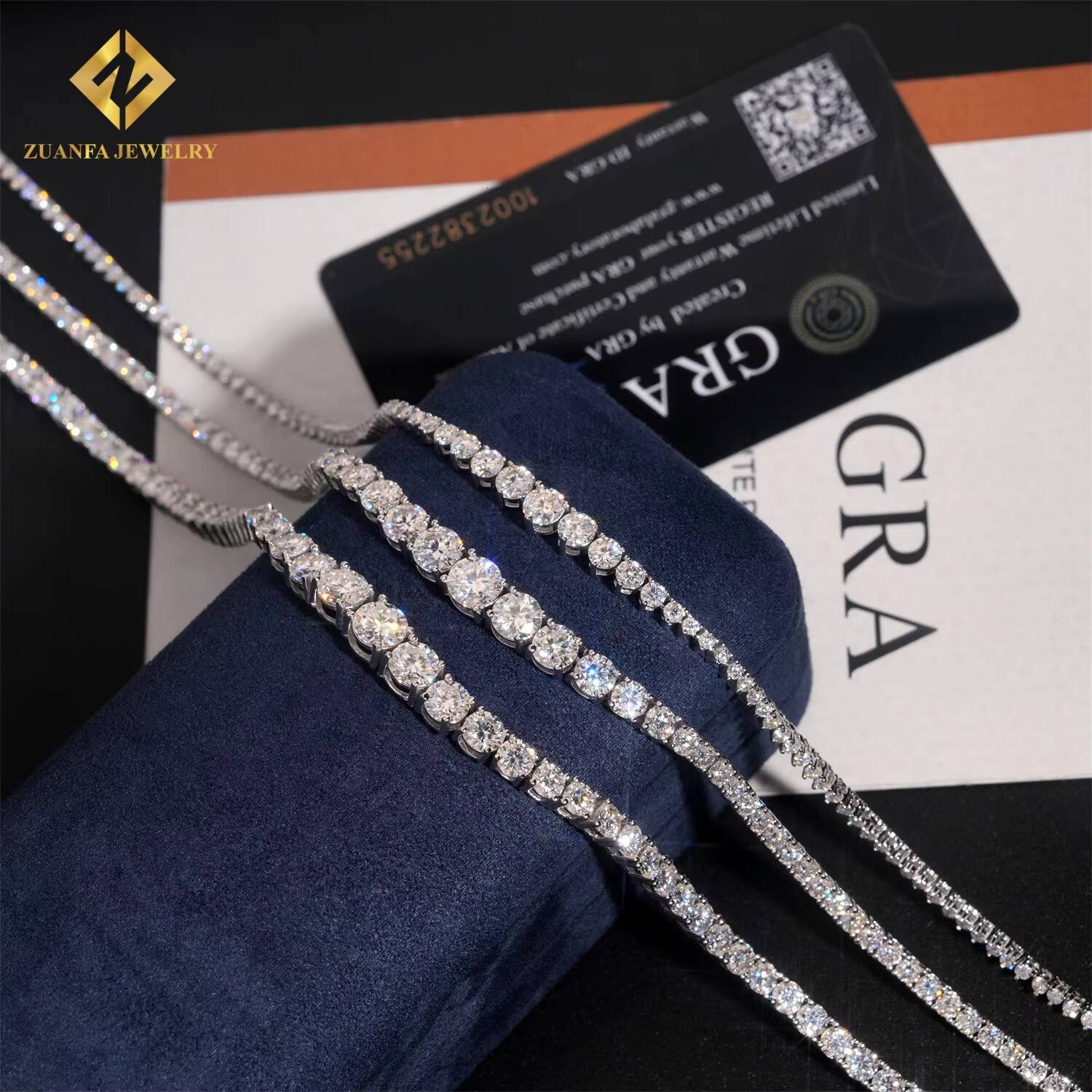 Fashion Moissanite Jewelry Size Gradual Change Tennis Necklace High Quality 925 Sterling Silver Moissanite Diamond Tennis Chain