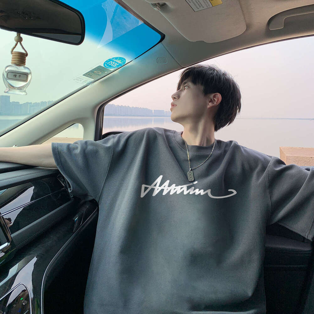 Short T-Shirt For Men Summer New American Style Trendy Brand Simple Pure Cotton Loose Half Sleeve Tee Shirt B5