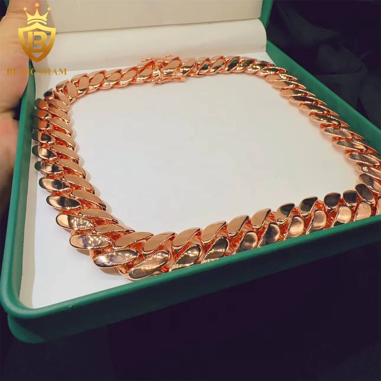 Fashion Hip Hop Fine Jewelry Iced Miami Cuban Link Chain Bracelet Sterling Silver 925 Necklace