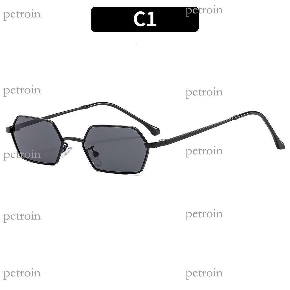 New Metal Small Frame Polygon for Women, Ins High-End Street Style Sunshade Sunglasses