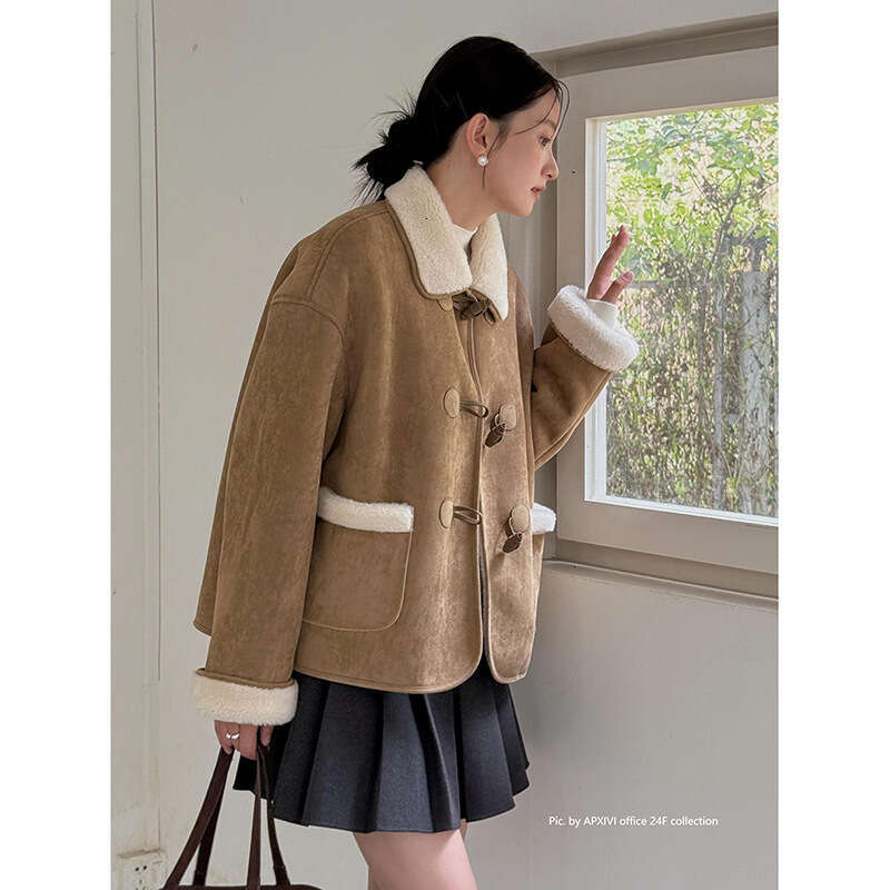 Retro imitation lamb fur coat, women's winter new fur one-piece top