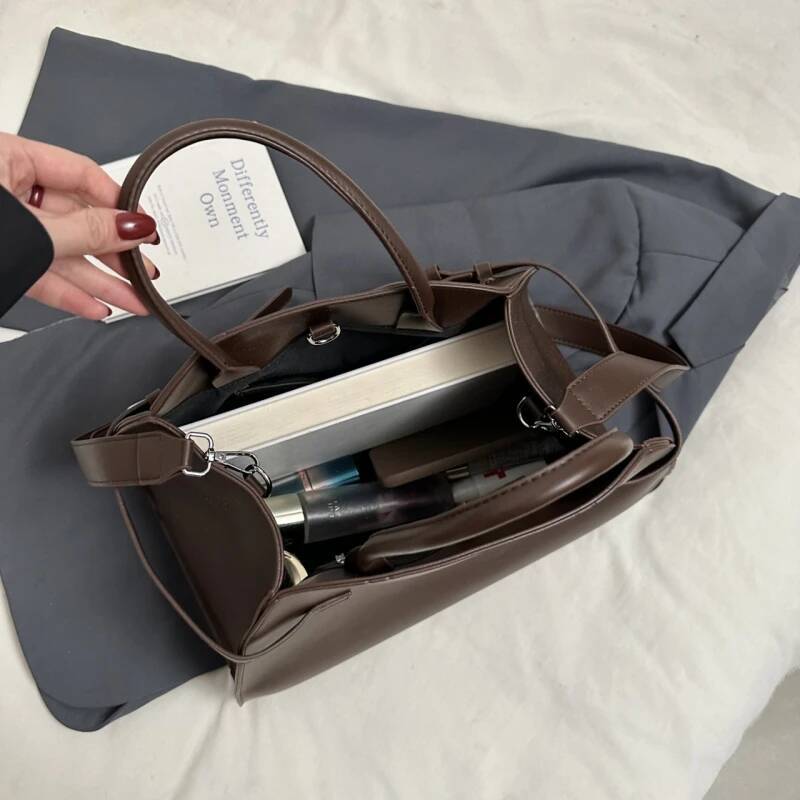 Stylish Big Top-Handle Bags For Women Belt Pure Color Large Capacity Shopper Shoulder Totes 2025 Latest Designer Handbags