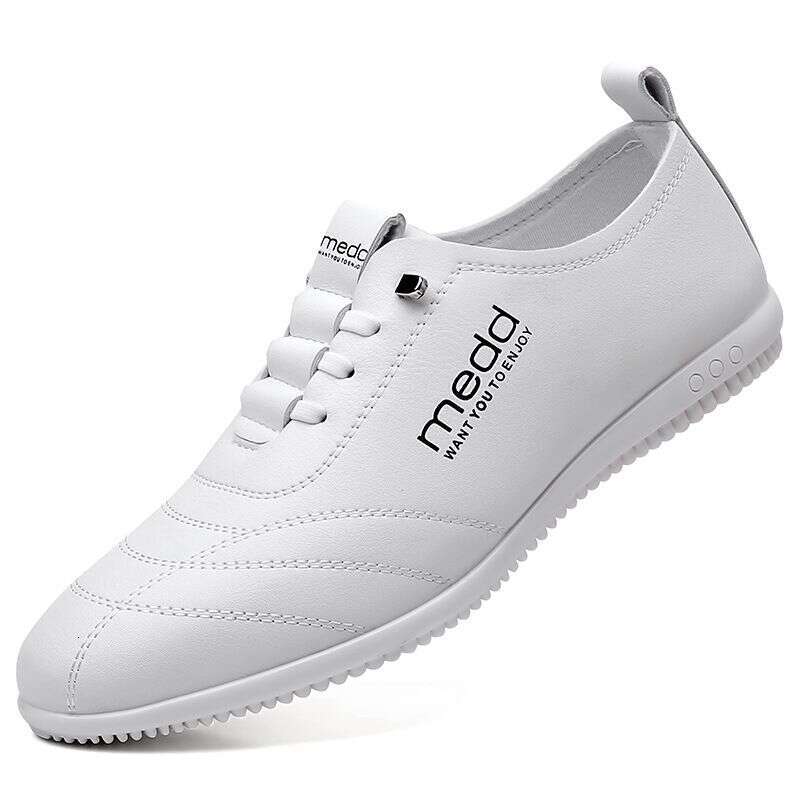2025 Autumn New Business Casual Men's Leather Soft Sole Set, White Shoes, Le Fu Shoes