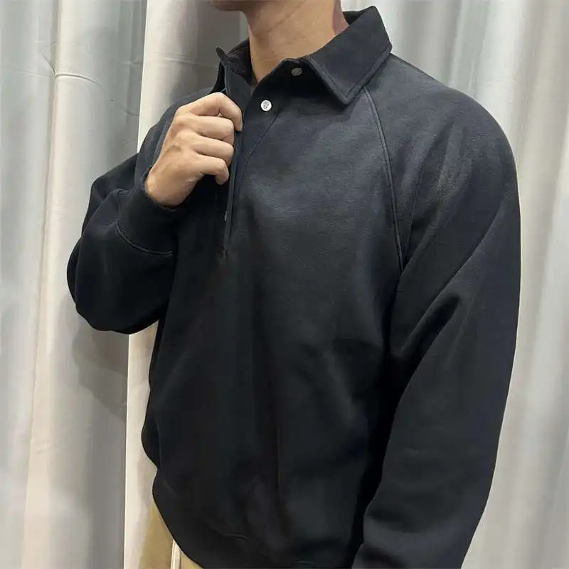 Retro Loose Polo Sweater Sports Casual Vintage Collar Long Sleeve TShirt 250814