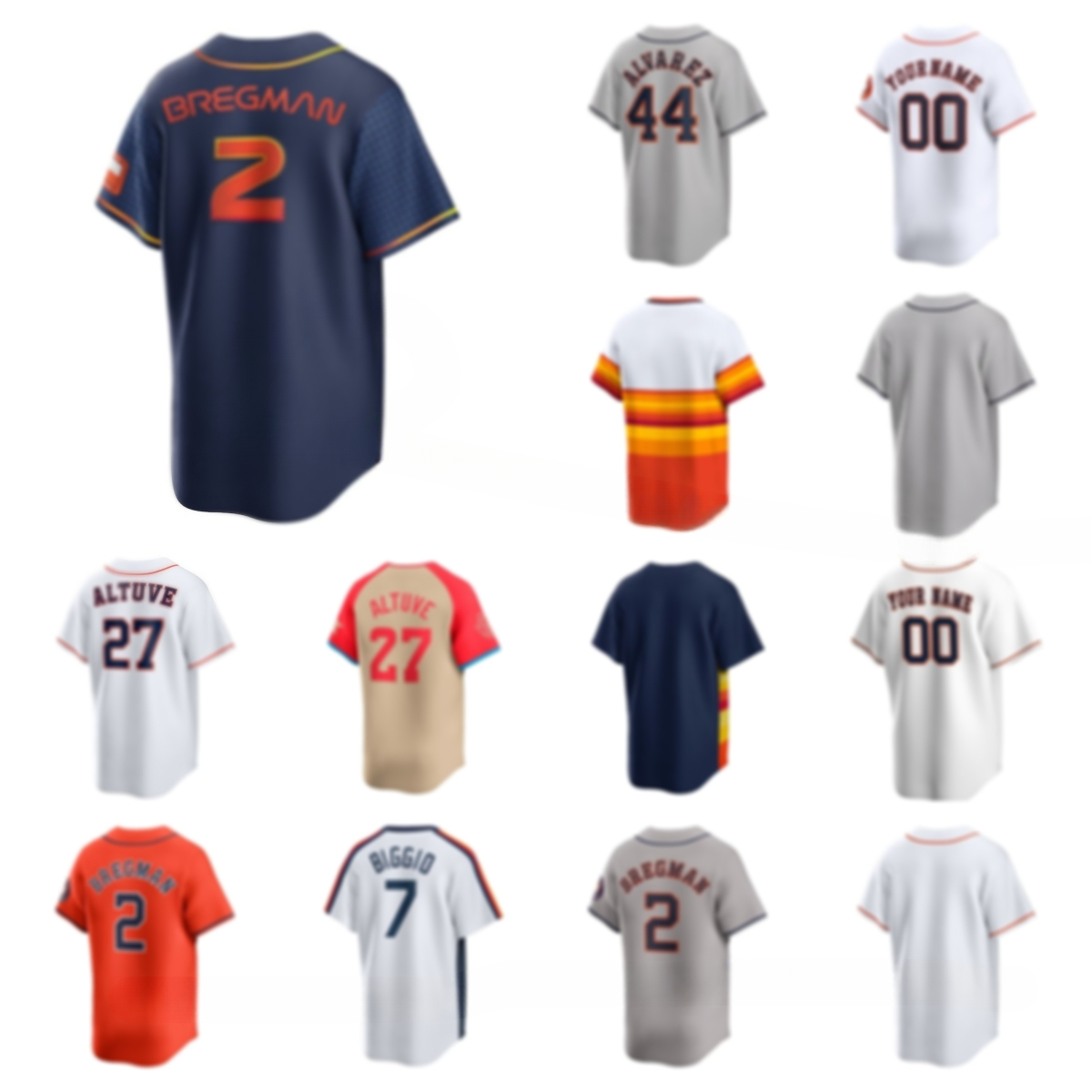 Men Women Youth Houston''Astros''Jose Altuve Craig Biggio Yordan Alvarez Jeremy Pena Jeff Bagwell Alex Bregman Jeff Bagwell Baseball Custom Jersey