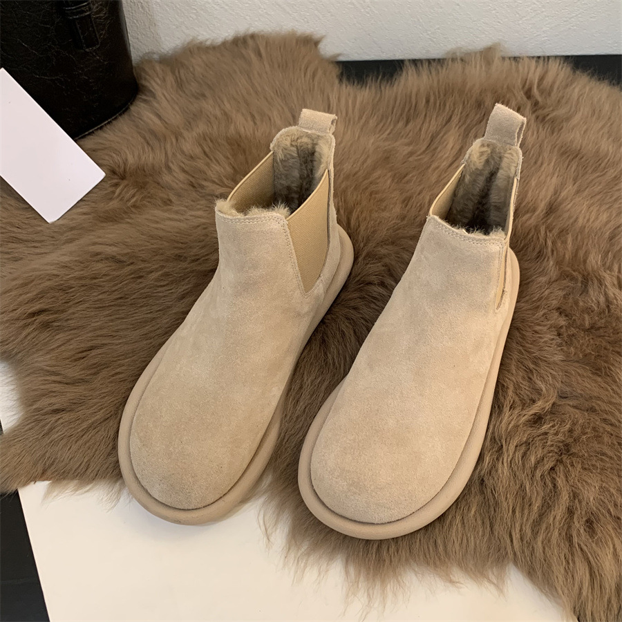 Warm Comfortable Women Suede Snow Boots 2025s Autumn Winter New Design Lined Thickened Cotton Boots Outdoor Versatile Style