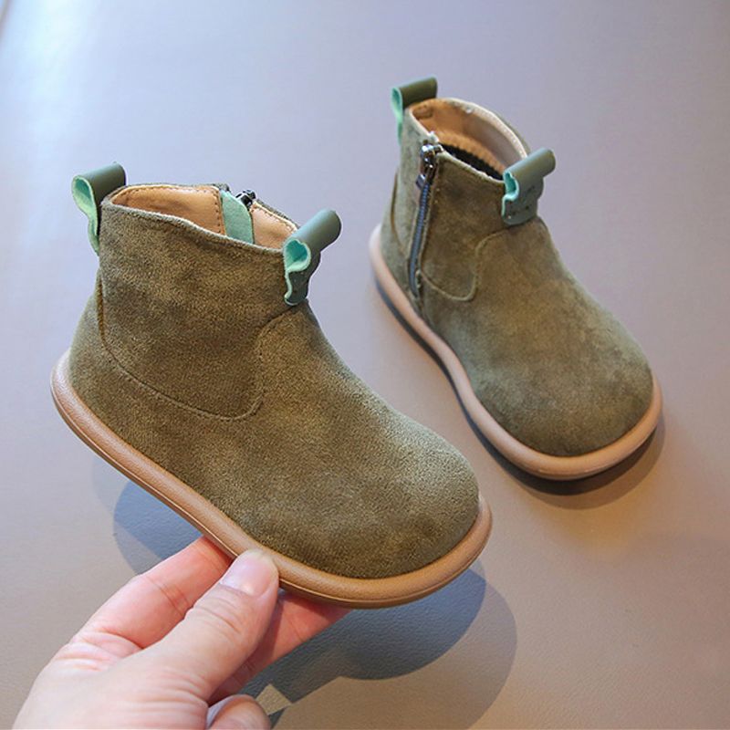 Autumn Winter Baby Boys Girls Boots Oxford Suede Children Casual Shoes Kidsnest Outdoor Anti-slip Toddler Shoes Plush Kids Ankle Boots Sizes US5C-US12