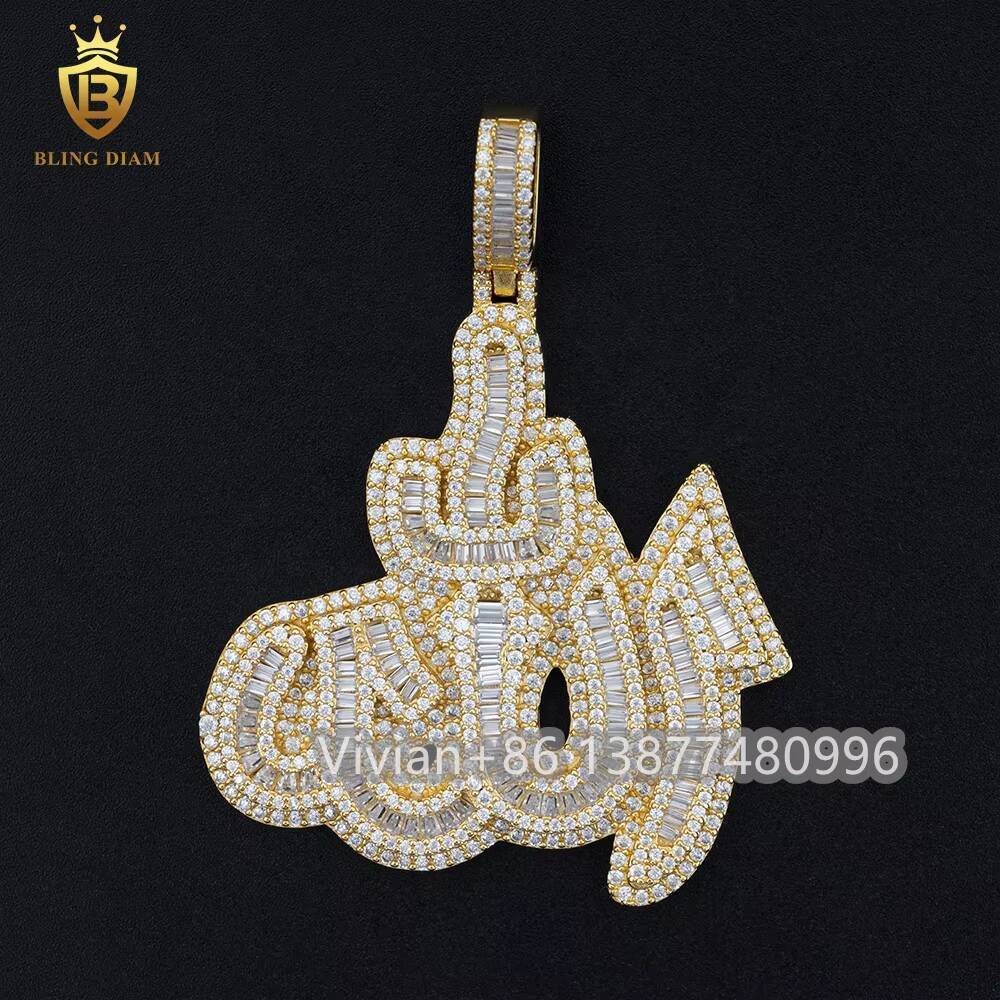 Luxury Jewelry 925 Sterling Silver Vvs Moissanite Diamond Custom Name Pendant