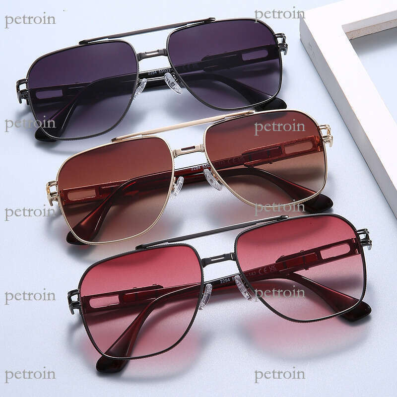 New Double Beam High Quality Metal Frame UV400 Sunglasses Men