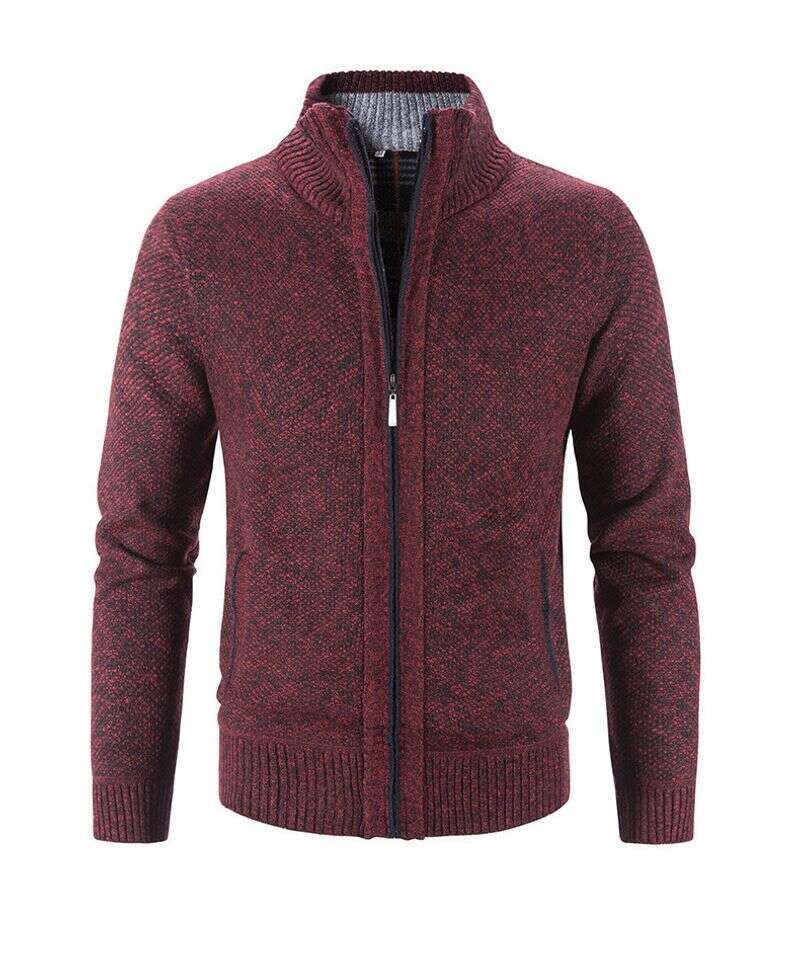 Men's Fleece Thick Knit Slim Sweater Coat Youth Cardigan