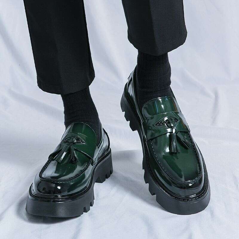 Foreign Trade Large Size Tassel Loafers Men 2024 Spring And Autumn Thick Soled British Men's Business Casual Height Increasing Platform Leather S