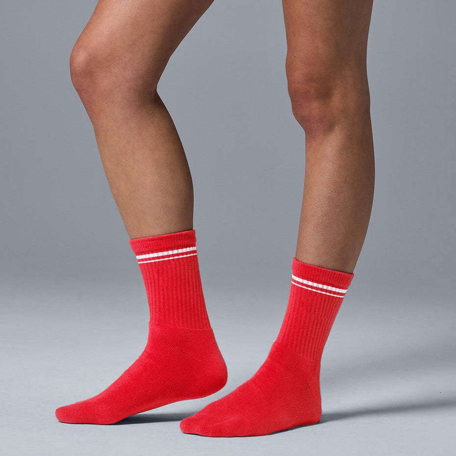 Double Bar Mid-Calf Solid Color Cotton Casual Fashion Street Unisex Trendy Couple Socks