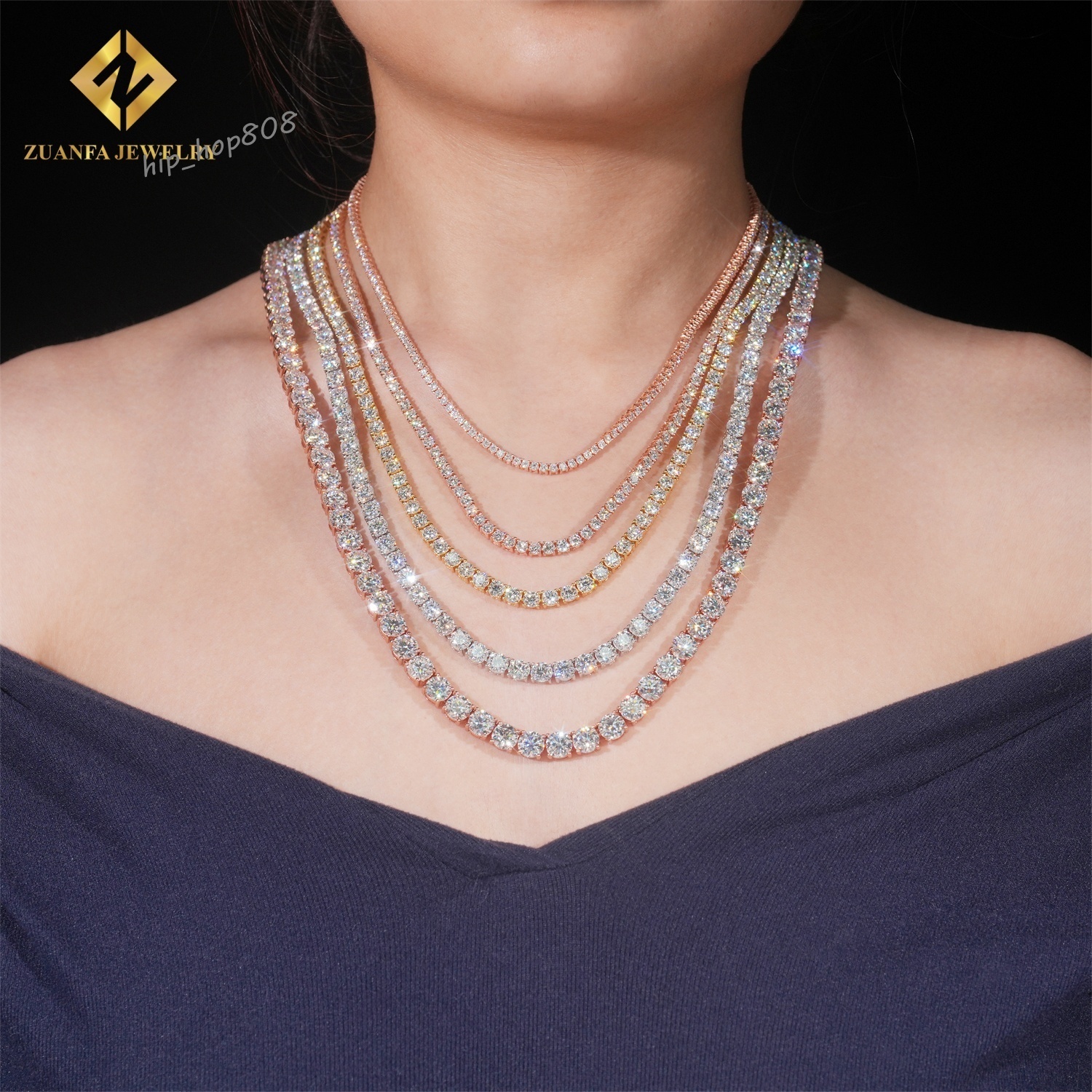 Ready Shipping 2mm 3mm 4mm 5mm 6.5mm Moissanite Tennis Necklace Fashion 925 Silver Iced Out Moissanite Tennis Chain Bracelet