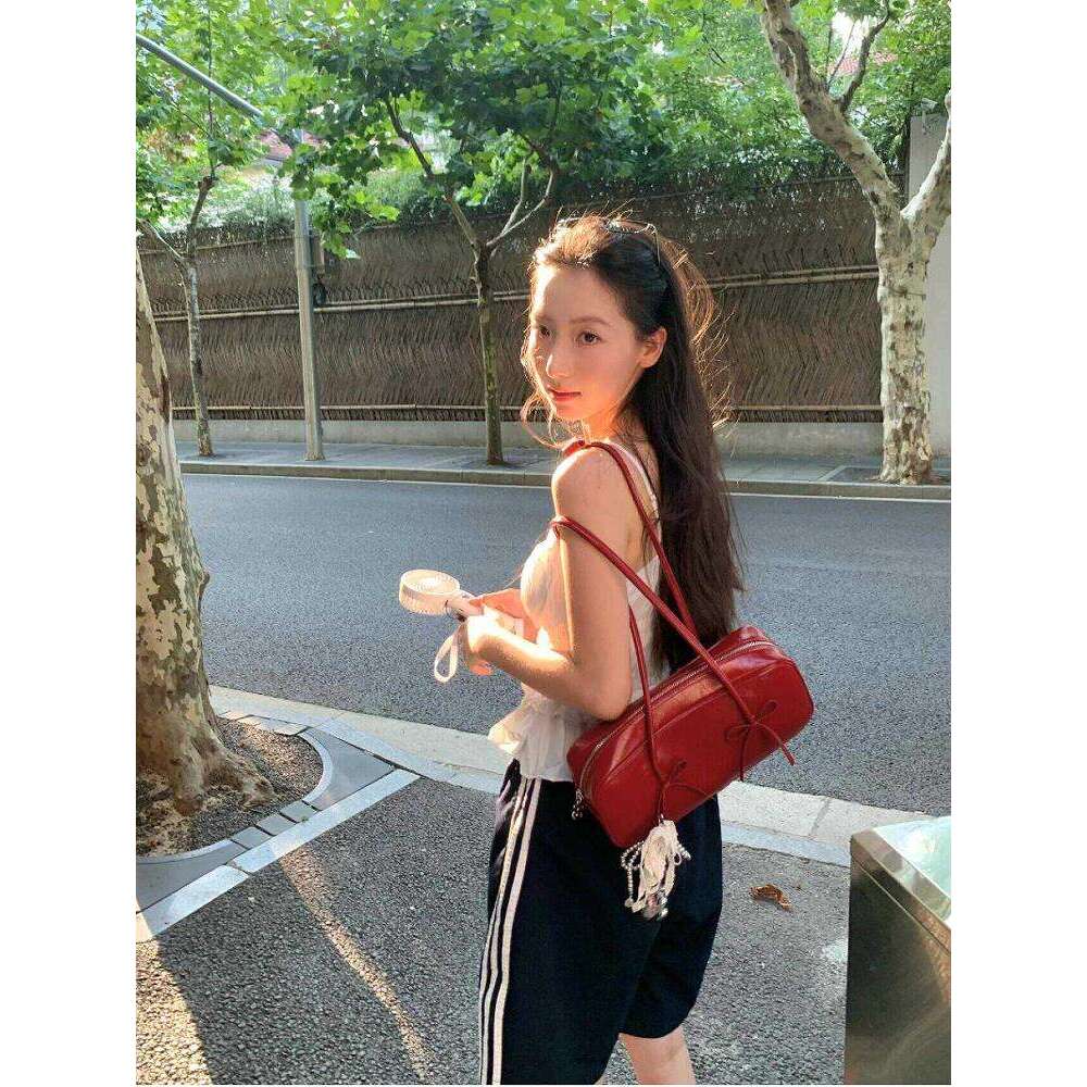 Designer Bag Tote Bag Shoulder Bag New Ankora Red Underarm Single Shoulder Niche Large Capacity Bowknot Baguette Boston Bag