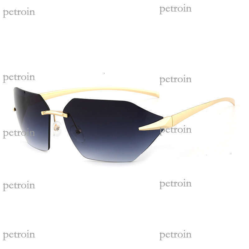 New Frameless Cut Edge Fashion for Men and Women, High-end Personality Curved Street Style Trendy Sunglasses
