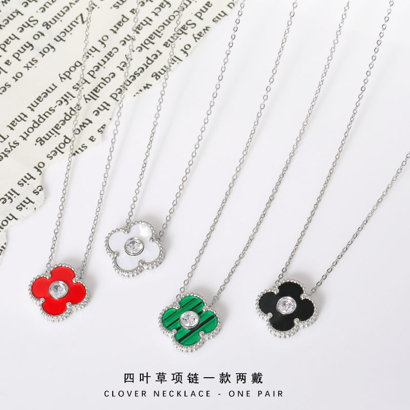 Minimalist Four-Leaf Clover Necklace for Women, Two-Way Wear, Non-Fading, High Version V Gold Craftsmanship, 50cm, High-End Feel Jewelry for Women