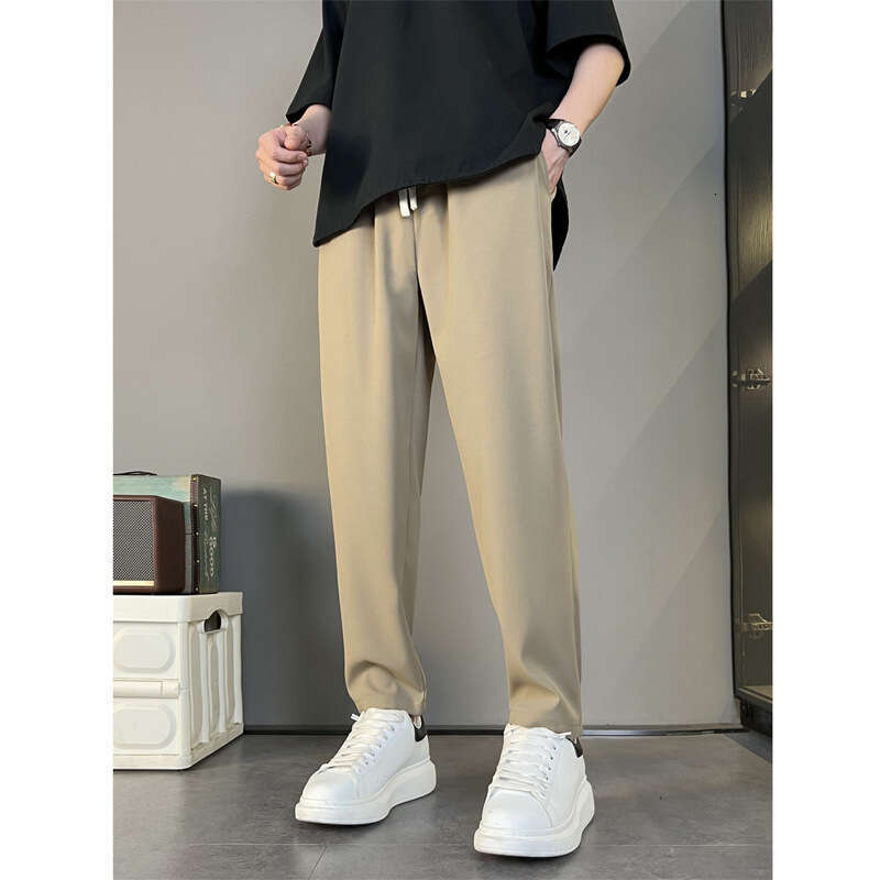 Summer New Style Draped Dress For Men, Silky Smooth, Wrinkle-Resistant, Casual Straight-Leg Trousers, Slightly Tapered, Versatile Long Pants B5