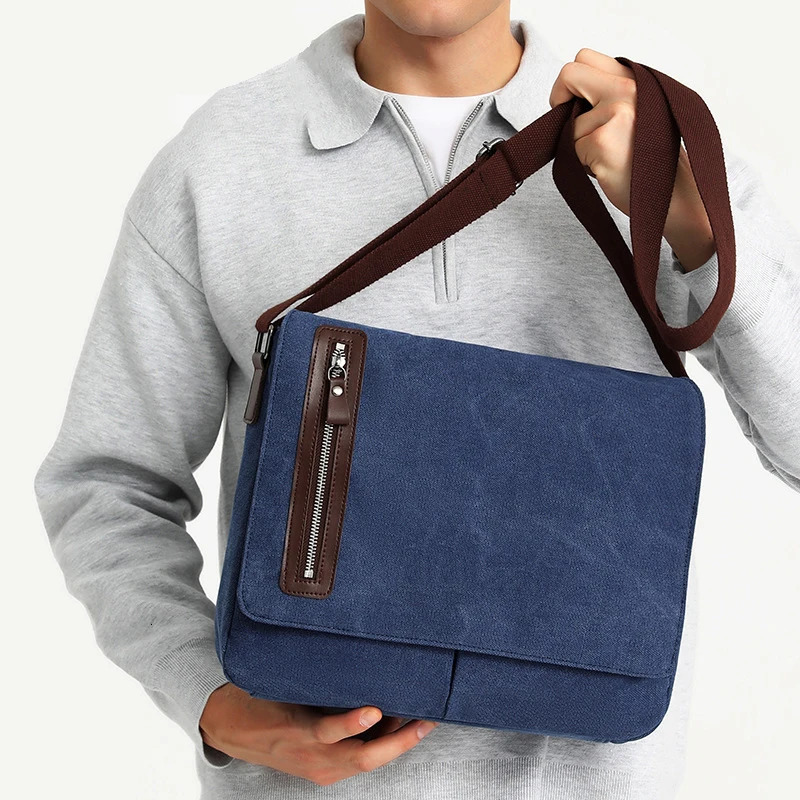Messenger Bag Men Shoulder Canvas Business Retro Crossbody Vintage Pack Casual Trip Office Portable Travel Fashion Bags Y158A 250809