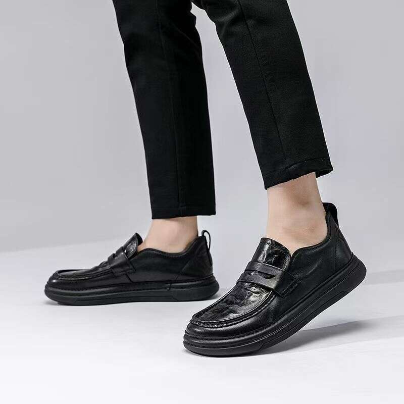 Crooked Shoes For Men, 2025 Autumn New Item, Versatile Business Casual Leather Men's Shoes, Thick Soled Loafers